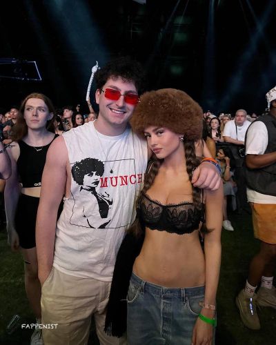 Leni Klum Big Tits in Just a Bra at Coachella